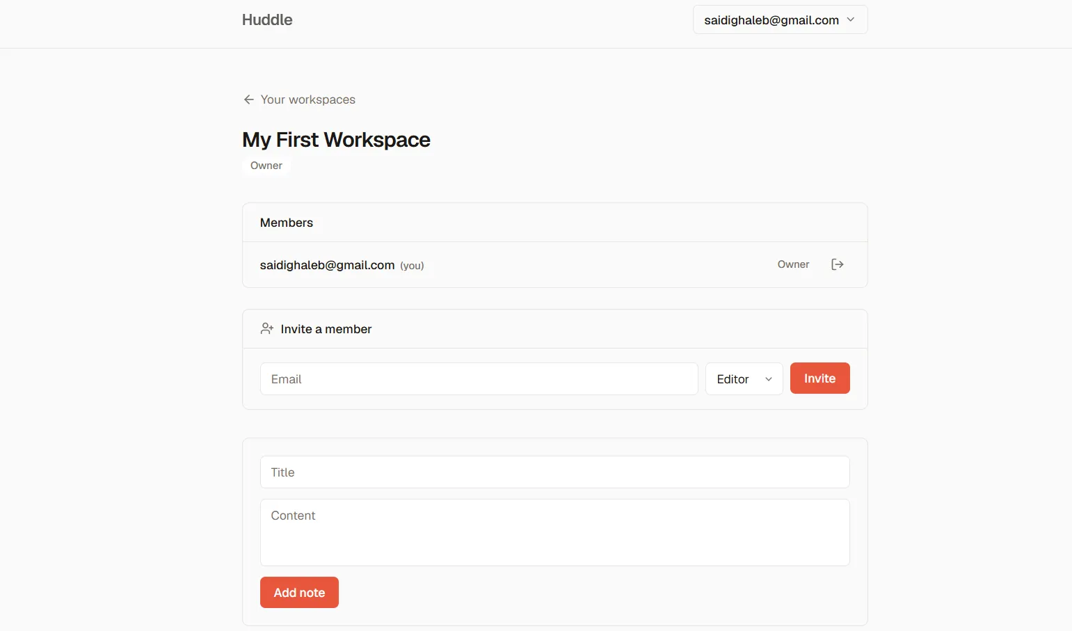 Huddle Workspace Dashboard
