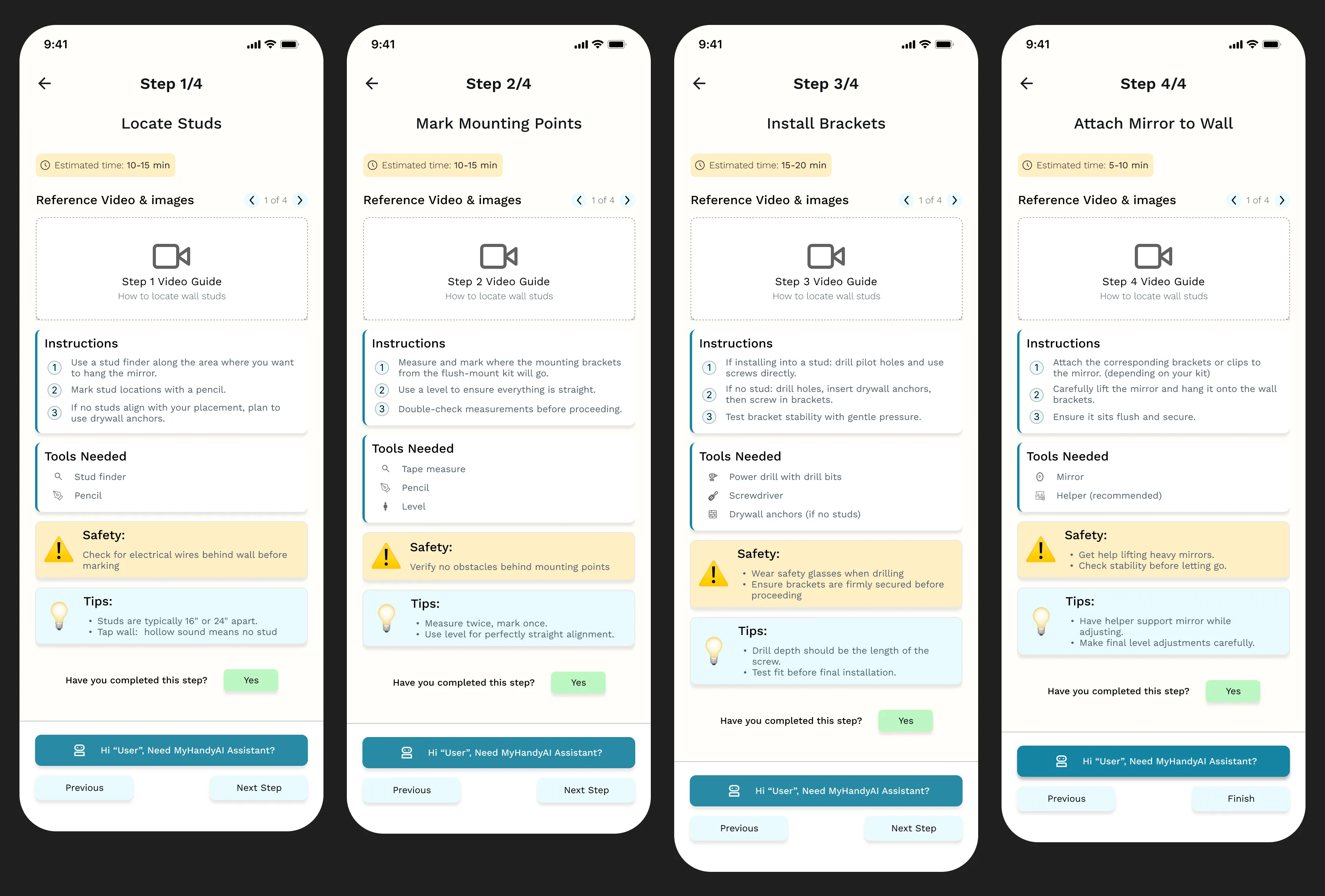 High Fidelity Wireframes